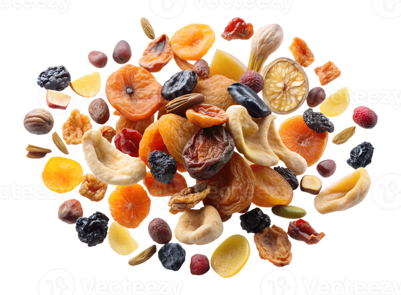 assorted dried fruits and nuts on white background transparent png